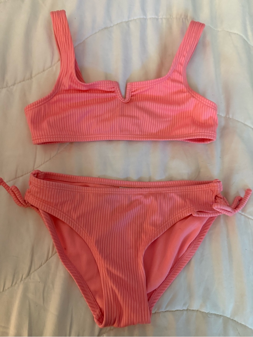 art class Pink Ribbed Girls Two-Piece Swim Set